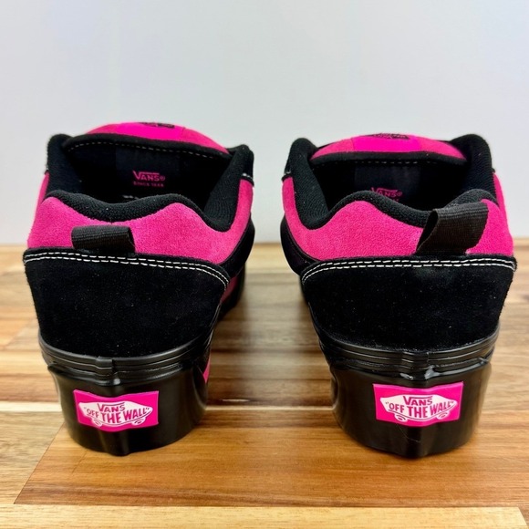 VANS Knu Skate Platform Stacked Skateboarding Sneakers Black/Hot-Pink/Satin Lace - Picture 5 of 8